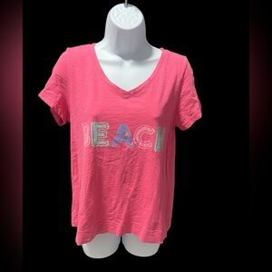 Escape by Habitat Pink Beach V neck short sleeve T